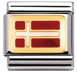 030234/02Classic FLAG, s. steel, enamel, bonded yellow gold Denmark
