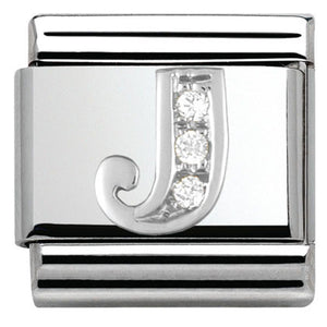 330301/10 Classic LETTER J S/steel. Cub. zirc,925 silver