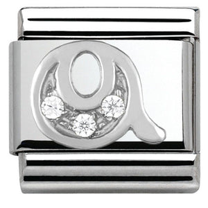 330301/17 Classic LETTER Q S/steel. Cub. zirc,925 silver