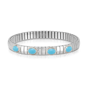 XTE stainless steel? sterling silver and 4 gemstones bracelet (GDR) (016_Turquoise)