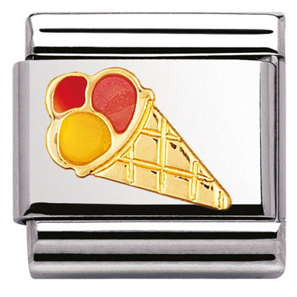 030209/30 Clasic FUN S/steel,enamel & bonded yellow gold ice cream