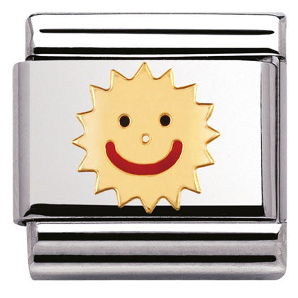 030209/35 Clasic,stainless steel with enamel & bonded yellow gold Sun