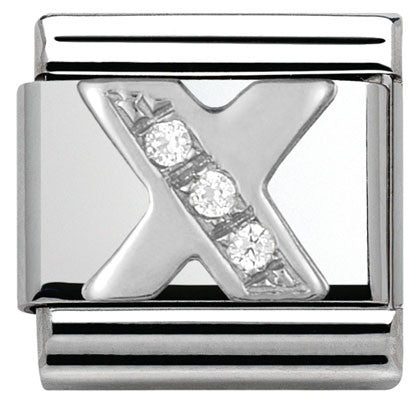 330301/24 Classic LETTER X S/steel. Cub. zirc,925 silver