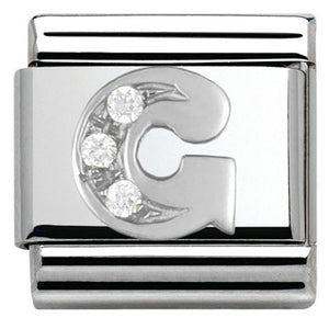 330301/07 Classic LETTER G S/steel. Cub. zirc,925 silver