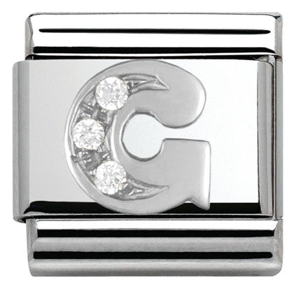 330301/07 Classic LETTER G S/steel. Cub. zirc,925 silver