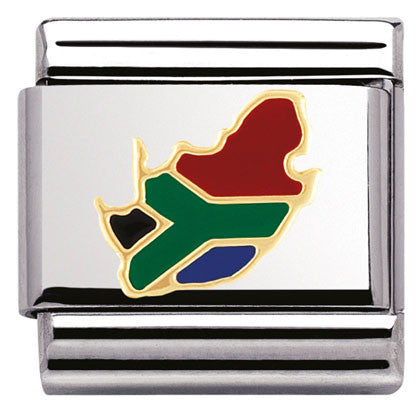 030245/06 Classic Flag ,S/steel,enamel,bonded yellow gold South Africa