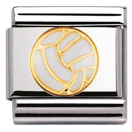 030203/33 Classic Sport,S/Steel, enamel,bonded yellow gold volley ball