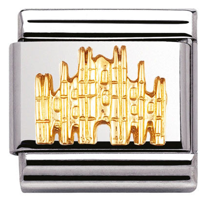 030123/13 Classic RELIEF MONUMETS S./Steel with bonded yellow gold Milan duomo (Italy)