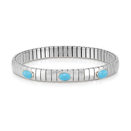 XTE stainless steel? sterling silver and 3 gemstones bracelet (016_Turquoise)