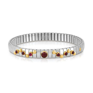 EXTENSION bracelet in stainless steel with 18K gold? round stone and small stones (014_GARNET)