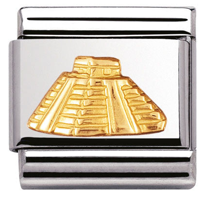 030123/21 Classic RELIEF MONUMETS,S/Steel,bonded yellow gold Mayan Pyramid (America)