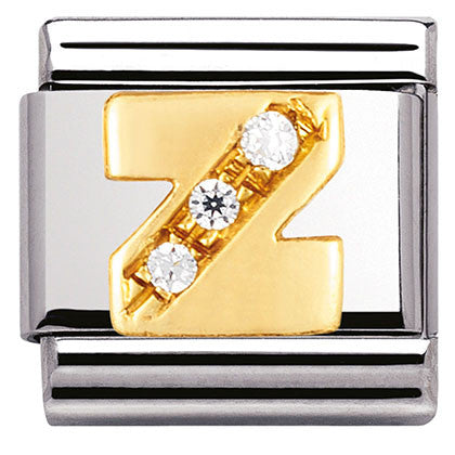 030301/26 Classic LETTER Z ,S/steel,Bonded Yellow Gold CZ