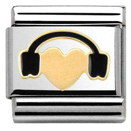 030283/01 Classic LOVE 2 stainless steel? enamel and yellow gold Heart with headsets