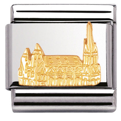 030127/02 Classic RELIEF AUSTRIA SYMBOLS,S/steel bonded yellow gold Vienna Cathedral