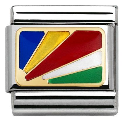 030237/22 Classic Flag S/steel,enamel,bonded yellow gold,SEYCHELLES