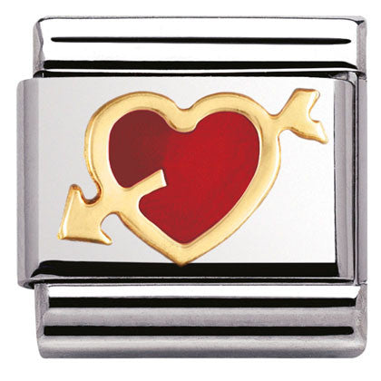 030207/12 Classic Love.S/steel,enamel,bonded yellow gold  Red Heart & Arrow
