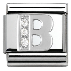 330301/02 Classic LETTER B S/Steel. Cub. zirc,925 silver