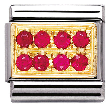030314/02 Classic PAVE,S/steel,Bonded Yellow Gold,CZ,RED