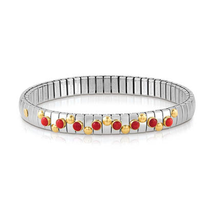 EXTENSION bracelet in stainless steel with 18K gold and small stones (005_CORAL)