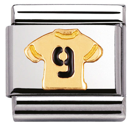 030204/11 Classic SPORT NO 9 SHIRT,with enamel, bonded yellow gold