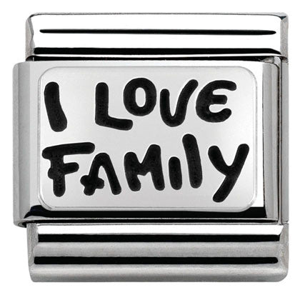 330102/34 Classic PLATES OXIDIZED steel silver 925 I LOVE FAMILY