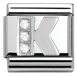 330301/11 Classic LETTER K S/steel. Cub. zirc,925 silver