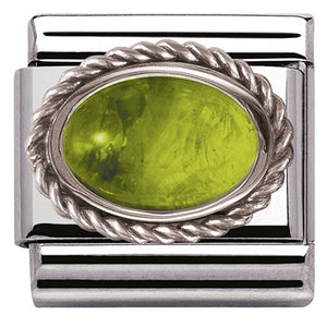 330504/05 Classic SEMIPRECIOUS STONES, s/steel, silver setting, PERIDOT