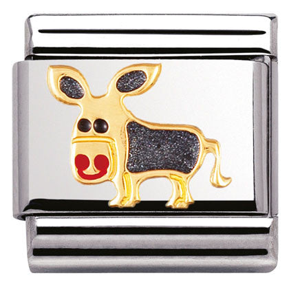 030212/03 Classic S/steel,enamel, bonded yellow gold Donkey