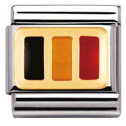 030234/11 Classic FLAG,S/steel,enamel,bonded yellow gold BELGIUM