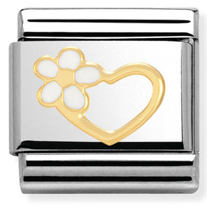030253/40 Classic s/steel,enamel, bonded yellow gold heart with flower