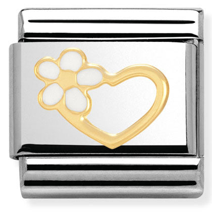 030253/40 Classic s/steel,enamel, bonded yellow gold heart with flower
