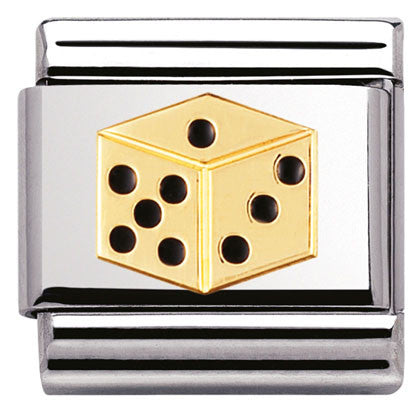 030205/11 Classic, GOOD LUCK,S/Steel,enamel and bonded yellow gold  Dice