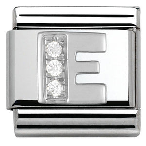 330301/05 Classic LETTER  E S/steel. Cub. zirc,925 silver