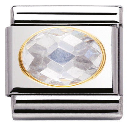 030601/010  Classic FACETED CZ White  S/Steel, Bonded Yellow Gold