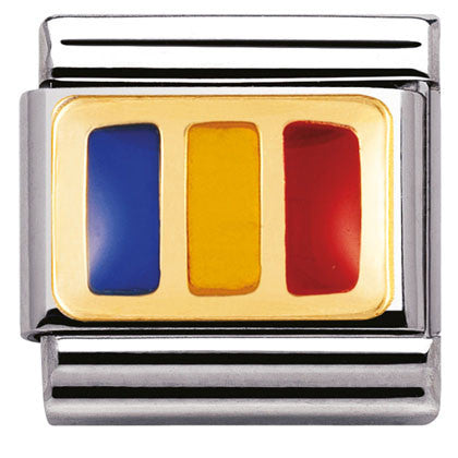 030234/26 Classic  FLAG, S/Steel, enamel, bonded yellow gold, ROMANIA