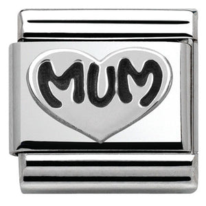 330101/12 Classic OXIDIZED,S/steel,sterling silver Mum Heart
