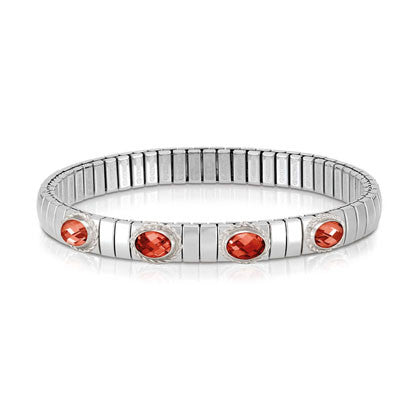 XTE stainless steel? sterling silver and 4 FACETED stones bracelet (GDR) (005_RED)