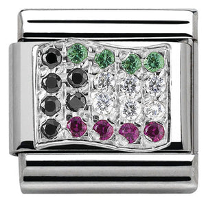 330318/21 Classic Flag, S/Steel, CZ, Silver. Kuwait