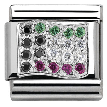 330318/21 Classic Flag, S/Steel, CZ, Silver. Kuwait