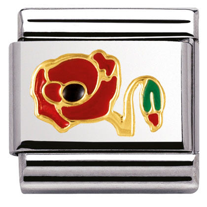 030278/11 Classic,POPPY ,S/steel,enamel,bonded yellow gold