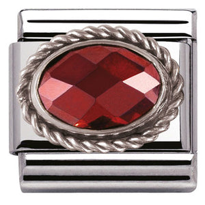 330604/005 Classic FACETED CZ  Red,S/steel,silver,