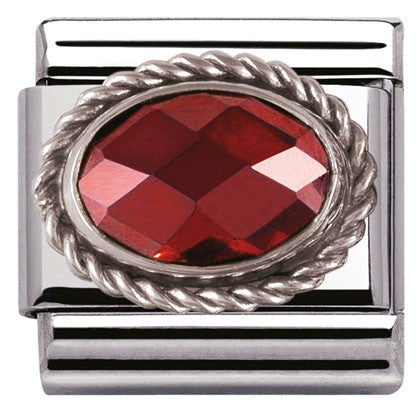 330604/005 Classic FACETED CZ  Red,S/steel,silver,