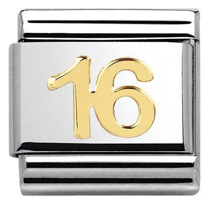 030109/35 Classic  Number 16  S/steel,bonded yellow gold