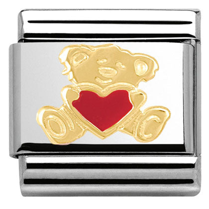 030253/32 Classic S/Steel,enamel,  bonded yellow gold Bear with heart