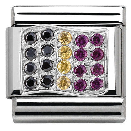 330318/10 Classic Flag, S/Steel,CZ, silver Belgium