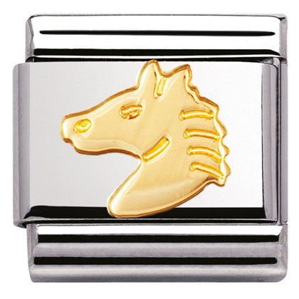 030112/10 Classic S/steel,bonded yellow gold Horses Head