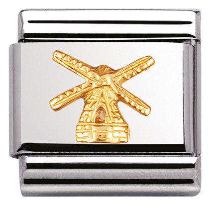 030123/03 Classic RELIEF MONUMENTS S/steel,bonded yellow gold Windmill