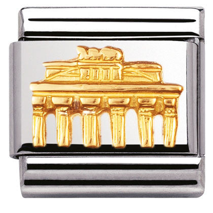 030126/02 Classic RELIEF GERMAN SYMBOLS,S/Steel,bonded yellow gold  Brandenburg Gate