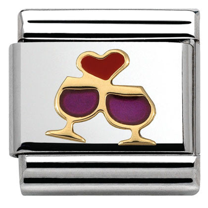030283/08 Classic LOVE 2 stainless steel? enamel bonded  yellow gold Glasses with heart