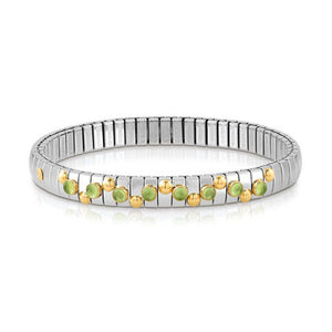 EXTENSION bracelet in stainless steel with 18K gold and small stones (016_PERIDOT)